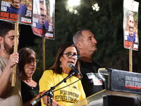 Thousands of Israelis, including the families of hostages, attend the rally in support of the hostages that are still being held by Hamas in...