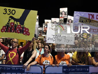 Thousands of Israelis, including the families of hostages, attend the rally in support of the hostages that are still being held by Hamas in...