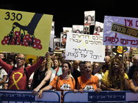 Thousands of Israelis, including the families of hostages, attend the rally in support of the hostages that are still being held by Hamas in...