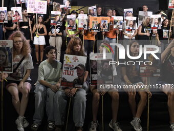 Thousands of Israelis, including the families of hostages, attend the rally in support of the hostages that are still being held by Hamas in...