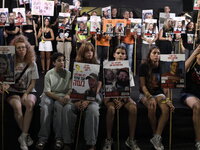 Thousands of Israelis, including the families of hostages, attend the rally in support of the hostages that are still being held by Hamas in...