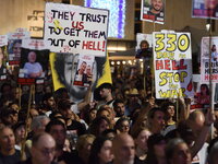 Thousands of Israelis, including the families of hostages, attend the rally in support of the hostages that are still being held by Hamas in...