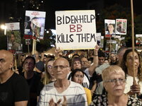 Thousands of Israelis, including the families of hostages, attend the rally in support of the hostages that are still being held by Hamas in...