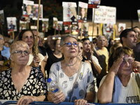 Thousands of Israelis, including the families of hostages, attend the rally in support of the hostages that are still being held by Hamas in...