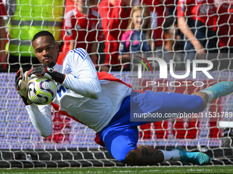 Carlos Miguel, Nottingham Forest goalkeeper, warms up ahead of kick-off during the Premier League match between Nottingham Forest and Wolver...