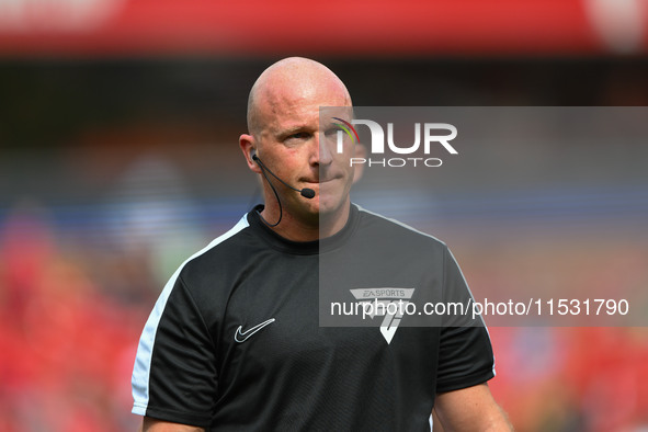 Referee Simon Hooper officiates the Premier League match between Nottingham Forest and Wolverhampton Wanderers at the City Ground in Notting...