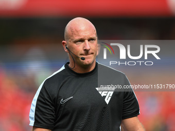 Referee Simon Hooper officiates the Premier League match between Nottingham Forest and Wolverhampton Wanderers at the City Ground in Notting...