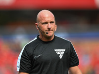 Referee Simon Hooper officiates the Premier League match between Nottingham Forest and Wolverhampton Wanderers at the City Ground in Notting...