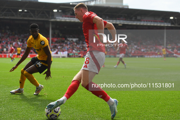 Elliott Anderson of Nottingham Forest is in action during the Premier League match between Nottingham Forest and Wolverhampton Wanderers at...