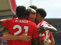 Forest players celebrate after Chris Wood of Nottingham Forest scores a goal to make it 1-0 during the Premier League match between Nottingh...