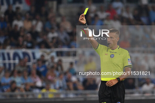 Referee Davide Massa officiates the 3rd day of the Serie A Championship between S.S. Lazio and A.C. Milan at the Olympic Stadium in Rome, It...