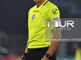 Referee Davide Massa officiates the 3rd day of the Serie A Championship between S.S. Lazio and A.C. Milan at the Olympic Stadium in Rome, It...