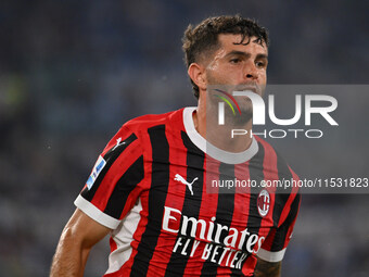 Christian Pulisic of A.C. Milan during the 3rd day of the Serie A Championship between S.S. Lazio and A.C. Milan at the Olympic Stadium in R...