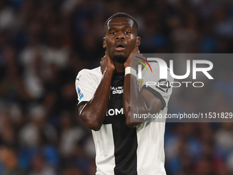 Ange-Yoan Bonny of Parma Calcio looks dejected during the Serie A match between SSC Napoli and Parma Calcio at Stadio Diego Armando Maradona...