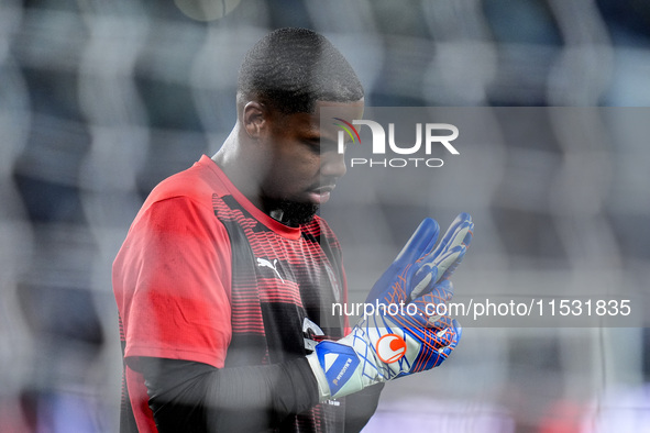 Mike Maignan of AC Milan during the Serie A Enilive match between SS Lazio and AC Milan at Stadio Olimpico on Aug 31, 2024 in Rome, Italy. 