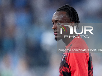 Tammy Abraham of AC Milan looks on during the Serie A Enilive match between SS Lazio and AC Milan at Stadio Olimpico on Aug 31, 2024 in Rome...