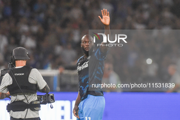 Romelu Lukaku of SSC Napoli during the Serie A match between SSC Napoli and Parma Calcio at Stadio Diego Armando Maradona Naples Italy on 31...