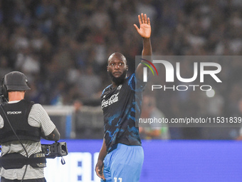 Romelu Lukaku of SSC Napoli during the Serie A match between SSC Napoli and Parma Calcio at Stadio Diego Armando Maradona Naples Italy on 31...