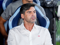 Paulo Fonseca head coach of AC Milan looks on during the Serie A Enilive match between SS Lazio and AC Milan at Stadio Olimpico on Aug 31, 2...