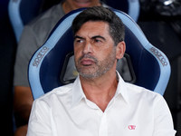 Paulo Fonseca head coach of AC Milan looks on during the Serie A Enilive match between SS Lazio and AC Milan at Stadio Olimpico on Aug 31, 2...