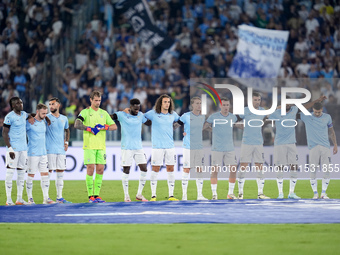 SS Lazio line up during the Serie A Enilive match between SS Lazio and AC Milan at Stadio Olimpico on Aug 31, 2024 in Rome, Italy. (