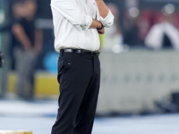 Paulo Fonseca head coach of AC Milan looks on during the Serie A Enilive match between SS Lazio and AC Milan at Stadio Olimpico on Aug 31, 2...