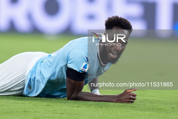 Boulaye Dia of SS Lazio reacts during the Serie A Enilive match between SS Lazio and AC Milan at Stadio Olimpico on Aug 31, 2024 in Rome, It...