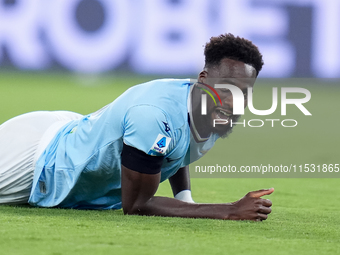 Boulaye Dia of SS Lazio reacts during the Serie A Enilive match between SS Lazio and AC Milan at Stadio Olimpico on Aug 31, 2024 in Rome, It...