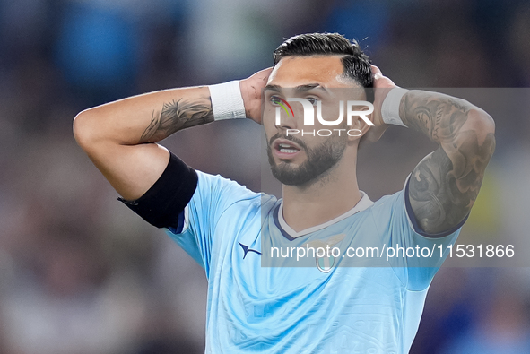 Taty Castellanos of SS Lazio looks dejected during the Serie A Enilive match between SS Lazio and AC Milan at Stadio Olimpico on Aug 31, 202...