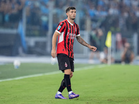 Christian Pulisic of AC Milan looks on during the Serie A Enilive match between SS Lazio and AC Milan at Stadio Olimpico on Aug 31, 2024 in...