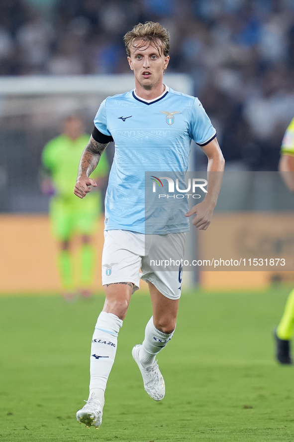 Nicolo' Rovella of SS Lazio looks on during the Serie A Enilive match between SS Lazio and AC Milan at Stadio Olimpico on Aug 31, 2024 in Ro...