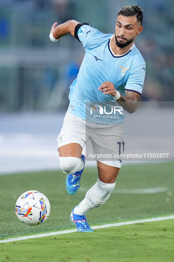 Taty Castellanos of SS Lazio controls the ball during the Serie A Enilive match between SS Lazio and AC Milan at Stadio Olimpico on Aug 31,...