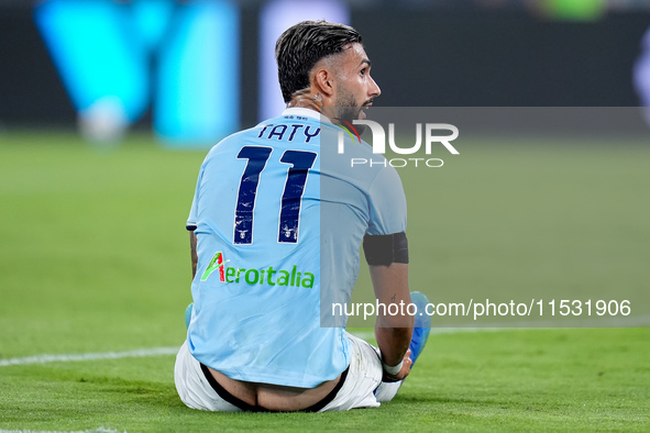 Taty Castellanos of SS Lazio reacts during the Serie A Enilive match between SS Lazio and AC Milan at Stadio Olimpico on Aug 31, 2024 in Rom...