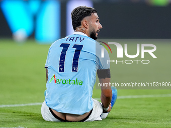 Taty Castellanos of SS Lazio reacts during the Serie A Enilive match between SS Lazio and AC Milan at Stadio Olimpico on Aug 31, 2024 in Rom...