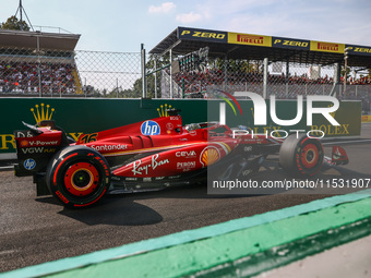 Charles Leclerc of Ferrari drives a car during the qualifying session ahead of the Italian Formula One Grand Prix at Autodromo Nazionale Mon...