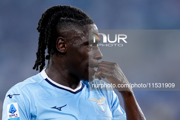 Loum Tchaouna of SS Lazio looks on during the Serie A Enilive match between SS Lazio and AC Milan at Stadio Olimpico on Aug 31, 2024 in Rome...