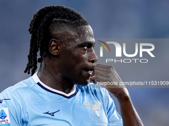 Loum Tchaouna of SS Lazio looks on during the Serie A Enilive match between SS Lazio and AC Milan at Stadio Olimpico on Aug 31, 2024 in Rome...