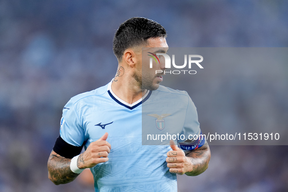 Loum Tchaouna of SS Lazio looks on during the Serie A Enilive match between SS Lazio and AC Milan at Stadio Olimpico on Aug 31, 2024 in Rome...