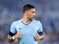 Loum Tchaouna of SS Lazio looks on during the Serie A Enilive match between SS Lazio and AC Milan at Stadio Olimpico on Aug 31, 2024 in Rome...