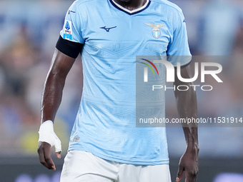 Loum Tchaouna of SS Lazio looks on during the Serie A Enilive match between SS Lazio and AC Milan at Stadio Olimpico on Aug 31, 2024 in Rome...