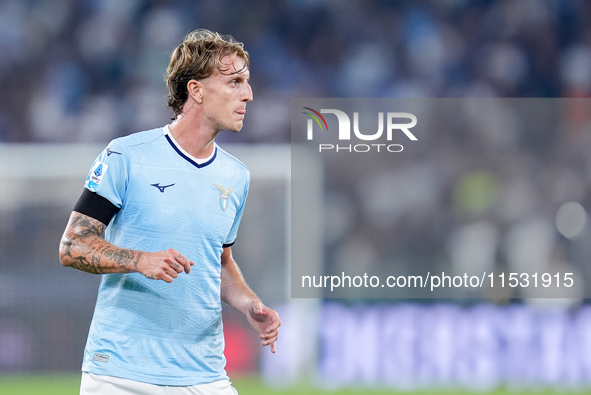 Nicolo' Rovella of SS Lazio looks on during the Serie A Enilive match between SS Lazio and AC Milan at Stadio Olimpico on Aug 31, 2024 in Ro...