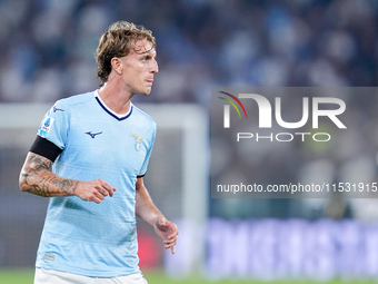 Nicolo' Rovella of SS Lazio looks on during the Serie A Enilive match between SS Lazio and AC Milan at Stadio Olimpico on Aug 31, 2024 in Ro...