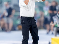 Paulo Fonseca head coach of AC Milan gestures during the Serie A Enilive match between SS Lazio and AC Milan at Stadio Olimpico on Aug 31, 2...