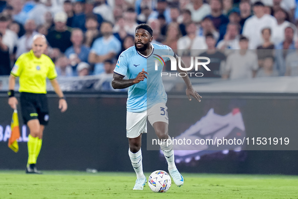 Nuno Tavares of SS Lazio during the Serie A Enilive match between SS Lazio and AC Milan at Stadio Olimpico on Aug 31, 2024 in Rome, Italy. 