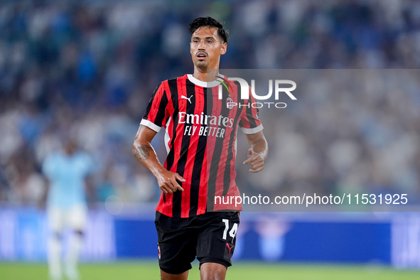 Tijjani Reijnders of AC Milan during the Serie A Enilive match between SS Lazio and AC Milan at Stadio Olimpico on Aug 31, 2024 in Rome, Ita...