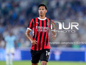 Tijjani Reijnders of AC Milan during the Serie A Enilive match between SS Lazio and AC Milan at Stadio Olimpico on Aug 31, 2024 in Rome, Ita...