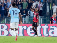 Samuel Chukwueze of AC Milan looks dejected during the Serie A Enilive match between SS Lazio and AC Milan at Stadio Olimpico on Aug 31, 202...