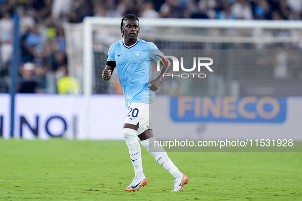 Loum Tchaouna of SS Lazio during the Serie A Enilive match between SS Lazio and AC Milan at Stadio Olimpico on Aug 31, 2024 in Rome, Italy. 