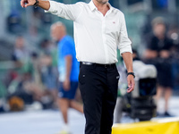 Paulo Fonseca head coach of AC Milan gestures during the Serie A Enilive match between SS Lazio and AC Milan at Stadio Olimpico on Aug 31, 2...