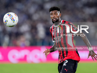 Emerson Royal of AC Milan looks on during the Serie A Enilive match between SS Lazio and AC Milan at Stadio Olimpico on Aug 31, 2024 in Rome...